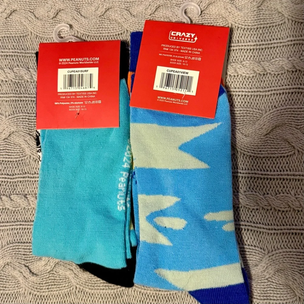 Snoopy Peanuts Socks Watersports Bundle - 2 Pair - New